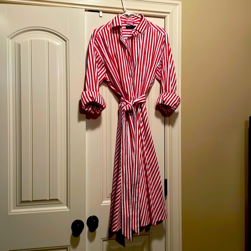 Ralph Lauren red/white stripe dress size 10.